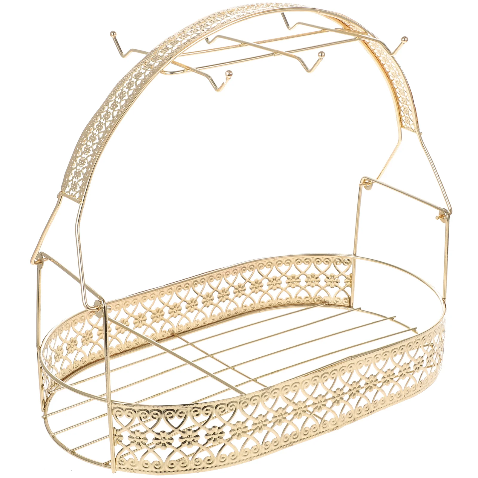 

Mug Cup Holder Coffee Rack Stand Organizer Tea Storage Display Tree Iron Drying Basket Cups Hanger Tray Drainer Hook Hanging