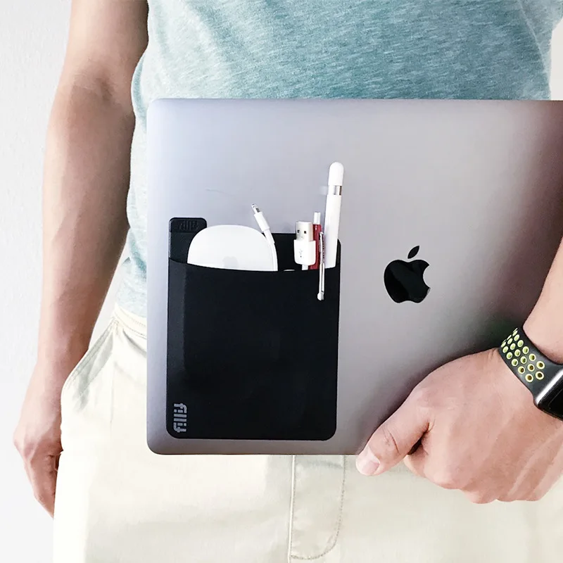 

External Hard Drive Holder Adhesive Laptop Back Storage Bag Reusable Sleeve Storage Organizer for Wireless Mouse Cables Earphone