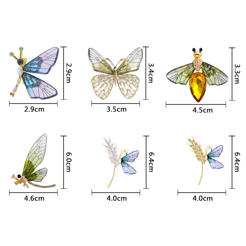 Винтажная брошь в виде насекомого Стразы акриловые крылья