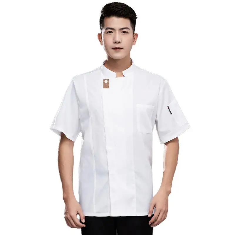 Униформа шеф-повара отеля, мужская дышащая рабочая одежда с короткими рукавами для общественного питания, кухни, выпечки, униформа шеф-повара, куртка с длинными рукавами, индивидуальный логотип (art.: 3920d2e6c2c5a) - 3920d2e6c2c5a
