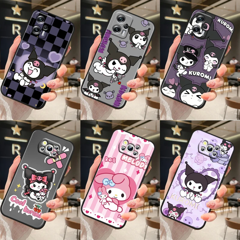 

Cute Kuromi Cute For Xiaomi Poco X5 C55 C50 M5 M4 X4 X3 F3 GT NFC M3 C3 M2 F2 F1 X2 Pro Silicone Black Phone Case Coque Capa