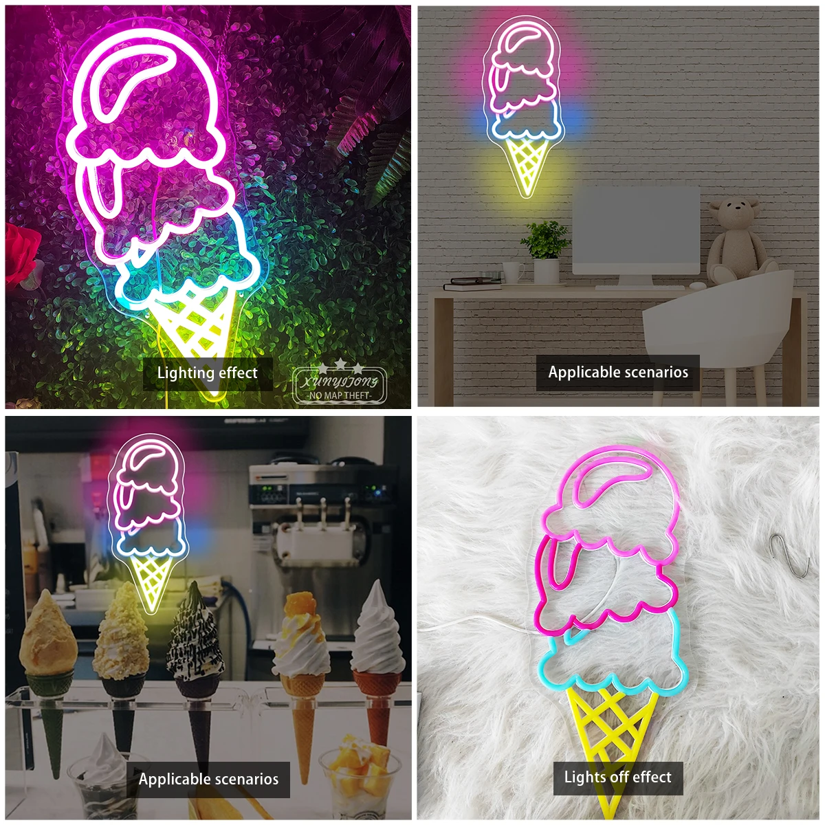 Неоновые вывески с мороженым буквы магазины персонализированные светодиодные