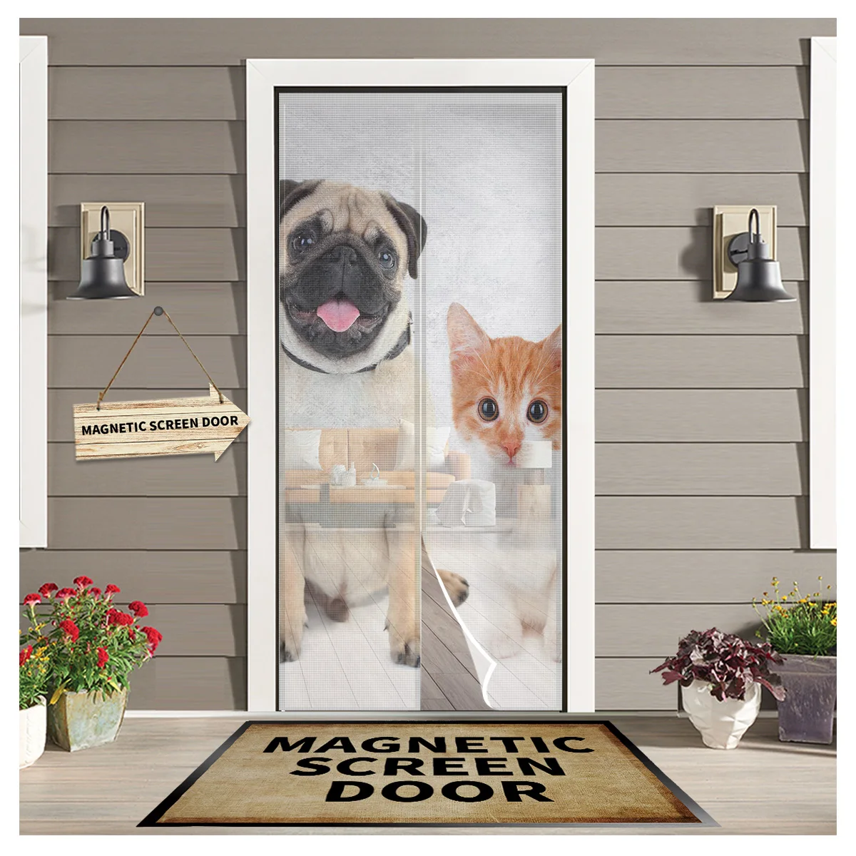 

Магнитная занавеска для домашних животных, москитная сетка, защита от комаров и бульдогов, кошек