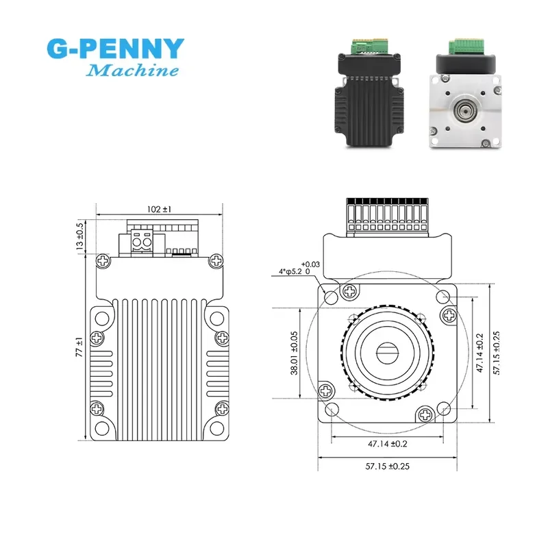 Фото Интегрированный серводвигатель JMC NEMA23 140W 3000RPM 0.45Нм с драйвером V6, микро-миниатюрный, для фрезерного станка №3