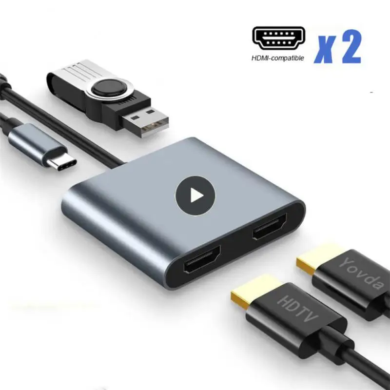 

4 In 1 Usb Type-c Hub Usb 3.0 Power Port Usb C HDMI-compatible Converter Laptop Docking Station 5 Gbps Usb 3.0 Charging Adapter