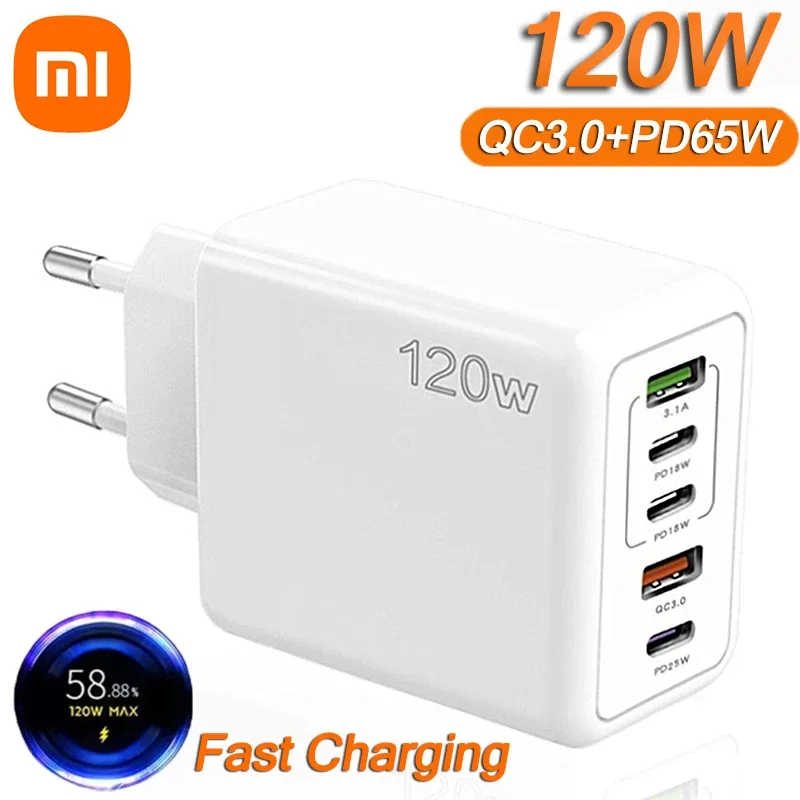Xiaomi 120 Вт Быстрая зарядка 5 портов USB C зарядное устройство PD ...