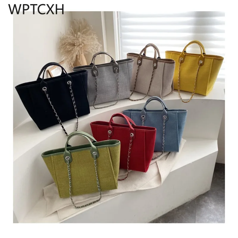 

Large Capacity Bag for Women 2023 New Arrival Fashion Designer Chain Tote Bag Handbags Shoulder Women Canvas Ladies Handbags