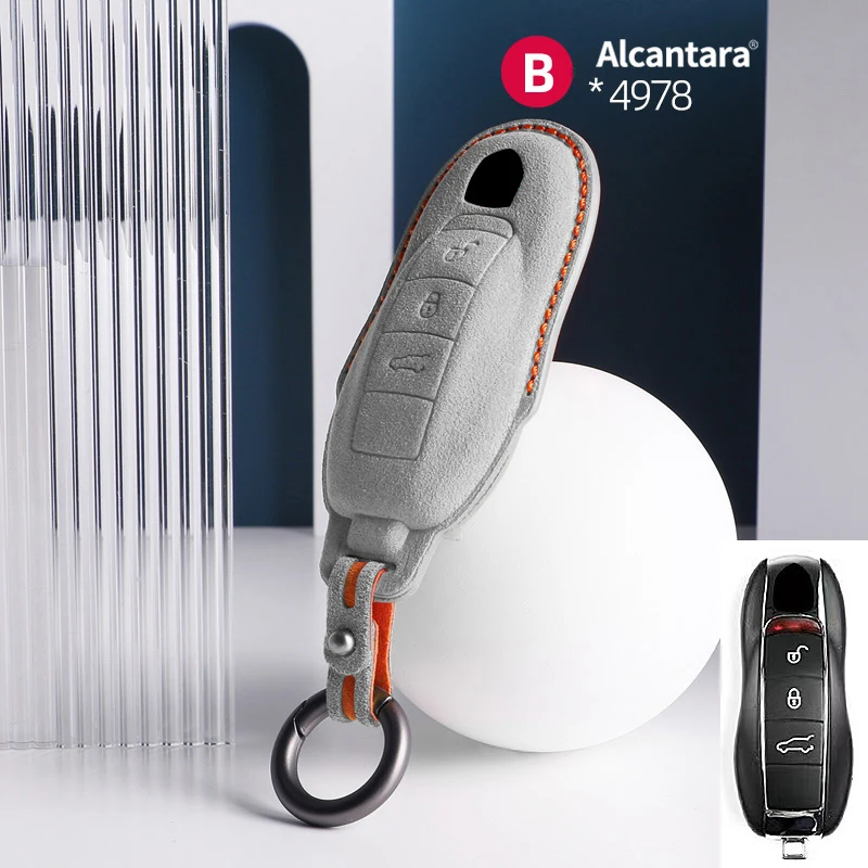 

Автомобильный чехол для ключа из алькантары, аксессуары для Porsche Panamera Spyder Carrera Macan Cayman Cayenne 911 970 981 991