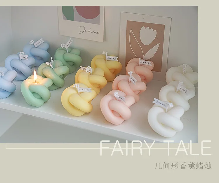 

Новинка, Свеча для ароматерапии с трехмерным узлом, креативные геометрические украшения «сделай сам» с ручной подарочной коробкой, объемна...