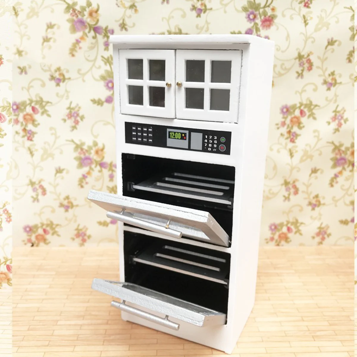 

Mini Oven Miniature Microwave Kitchen Furniture DIY House Accessories Home 1/12 Scale Wooden Cooking Cabinet