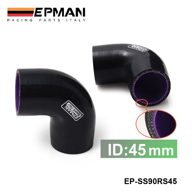 

EPMAN Black & Purple 1.75" 45mm 90 Degree Elbow Silicone Hose Pipe Turbo Intake For VW Golf 5 EP-SS90RS45