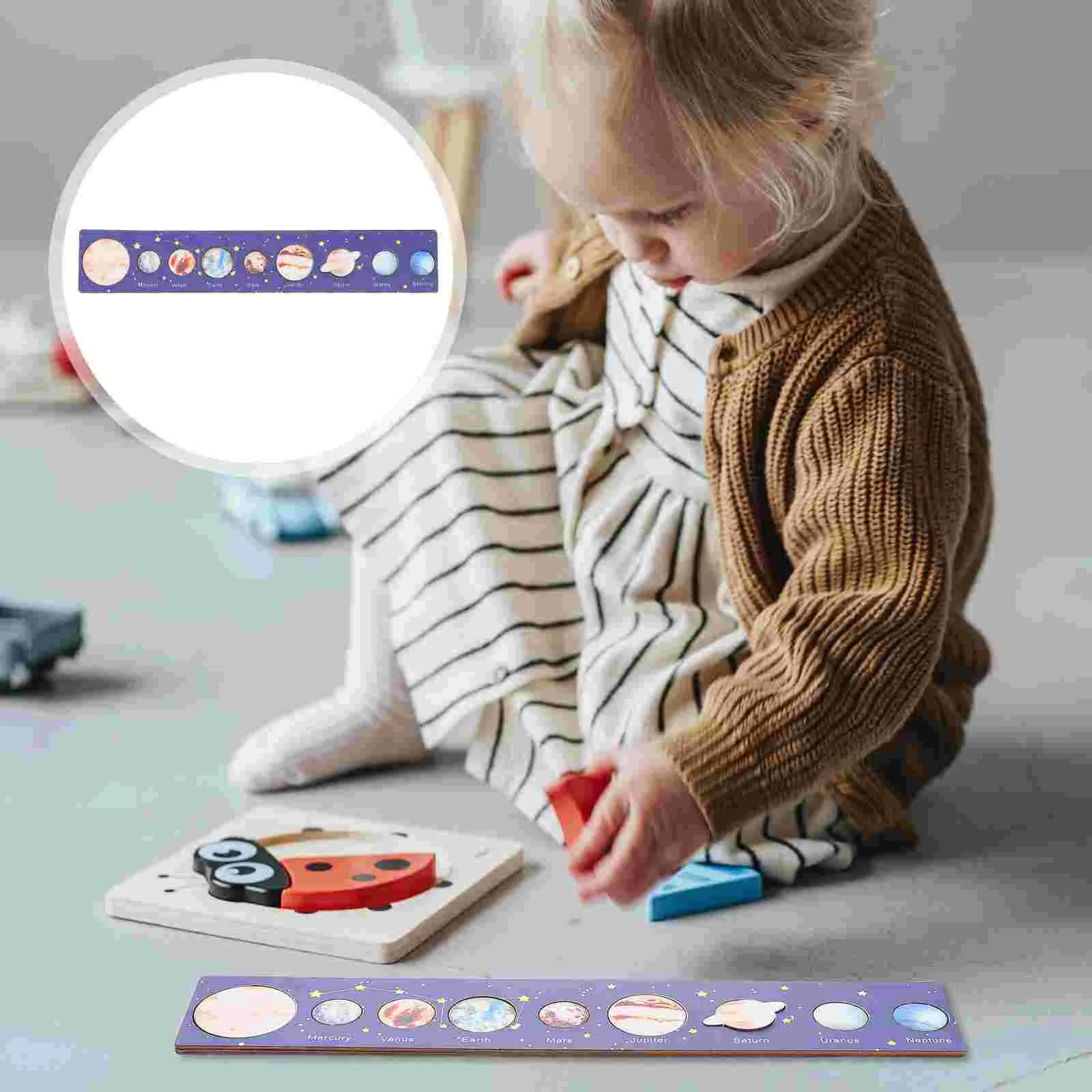 

1 Set Kid Educational Puzzle Toys Planet Puzzle Playthings Wooden Puzzle Toys