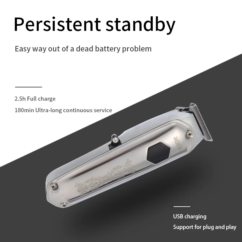 Машинка для стрижки волос ROZIA Мужская аккумуляторная с зарядкой от USB и