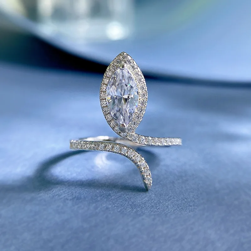 

Бриллиантовое кольцо с муассанитом, ограненное драгоценным камнем, 100% Настоящее серебро 925 пробы, женское свадебное кольцо, ювелирные изделия для помолвки