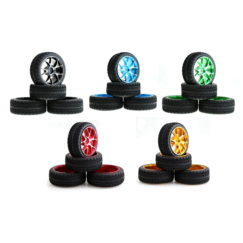 

4 шт. металлические колесные диски, резиновая шина для 1/10 RC на дороге Дрифт-тур автомобиль Сакура Traxxas HSP Tamiya HPI Kyosho Redcat