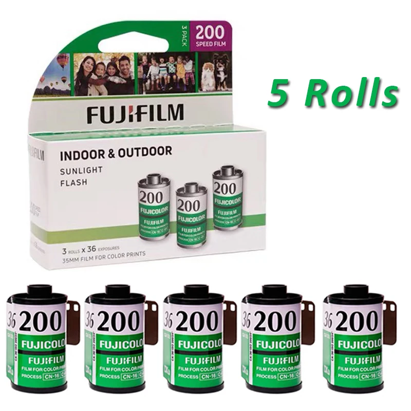 Fujifilm-rollo de cámara Fujicolor C200 de 35mm para cámara de formato 135, 5 rollos (36 exposición/rollo), Lomo Holga 135 BC Lomo