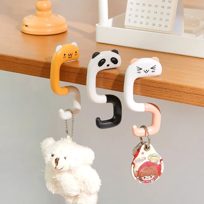 

Portable Folding Hook Multi-functional Hanging for School Table Edge Dormitory Cartoon Animal Bag Storage Cute Desk Decorative