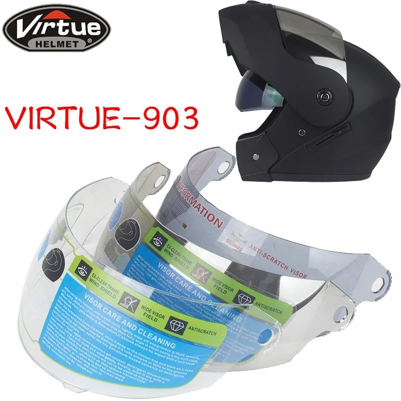 

Мотоциклетный шлем на все лицо VIRTUE 903, 3 цвета, защита от солнца, защита от ультрафиолета, защита от ветра для замены линз