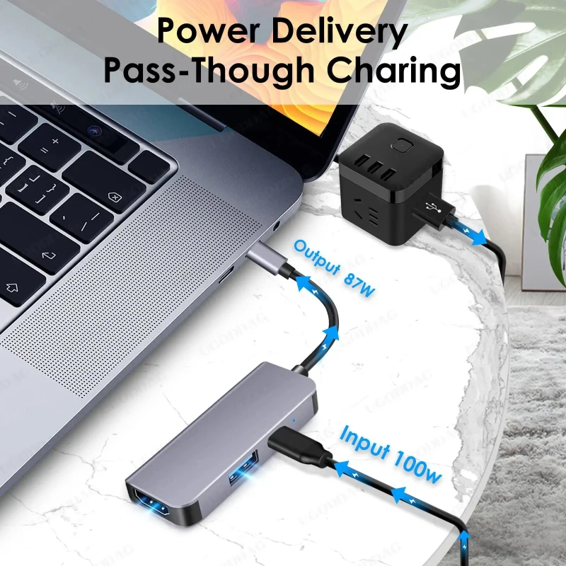 Концентратор USB C типа HDMI-совместимый адаптер 4k HDTV 3.0 PD Быстрая зарядка для