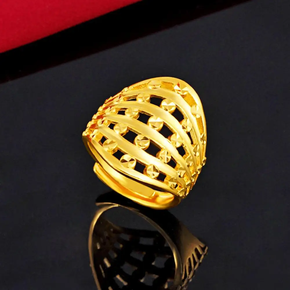 

HOYON Jewelry Women's Fashion Ring Flower Ring Real 100% 14K Gold Color Jewelry for Woman