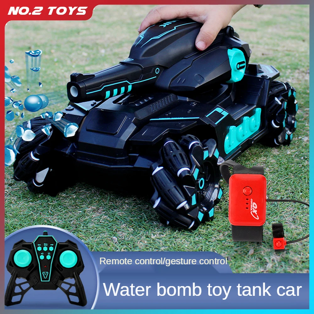 2.4G RC Car Large 4WD Tank Water Bomb Shooting Competitive Rc Toy Electric Gesture Water Bomb Tank Off-Road Car Kids Toy Gifts