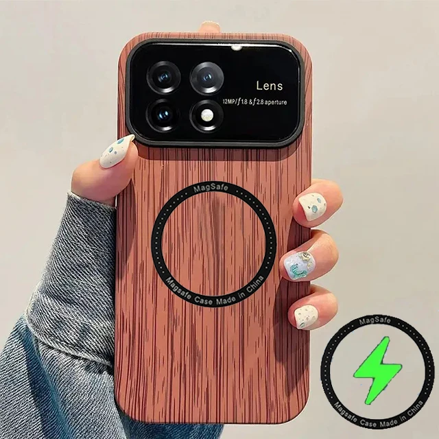 

Luxury Wood Pattern For Magsafe Silicone Case For Oneplus One Plus 11 9 R RT 8 7 10T ACE 2 Pro Racing Wireless Charging Cover