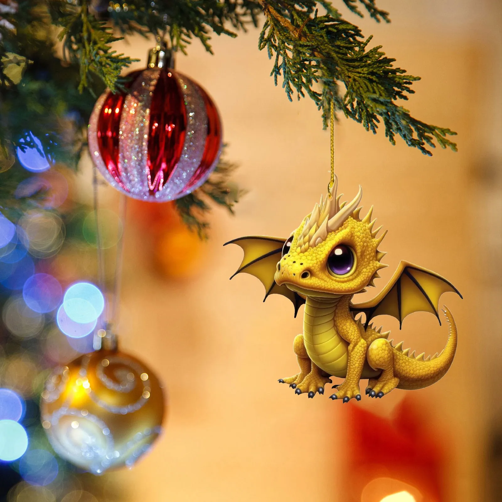 Рождественский декор с летающим драконом