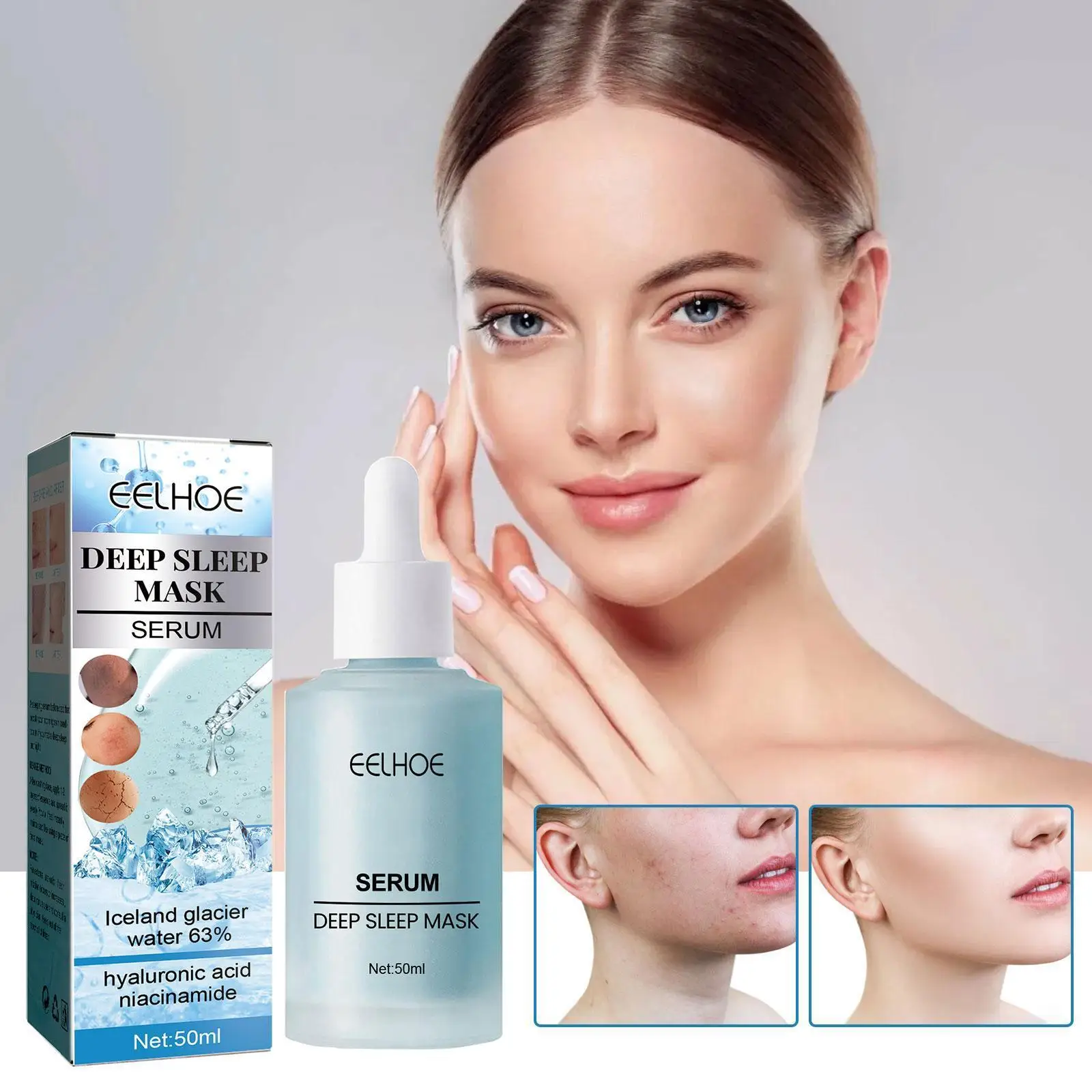 

50ml Deep Sleep Mask Serum Face Serum Fade Neck Lines Care Moisturizing Deep Sleeping Skin Mask Brighten Serum L8N9