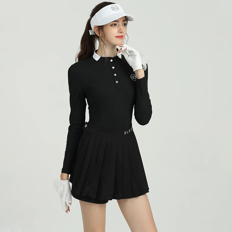 

Blktee осень-зима женский костюм для гольфа футболка с длинным рукавом тонкая спортивная плиссированная юбка Высококачественная дышащая женс...