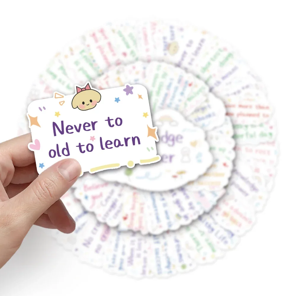 

10/50pc Inspirational Words Stickers Never To Old To Learn Motivational Quote for Adults Teens Students Teacher Employees Laptop