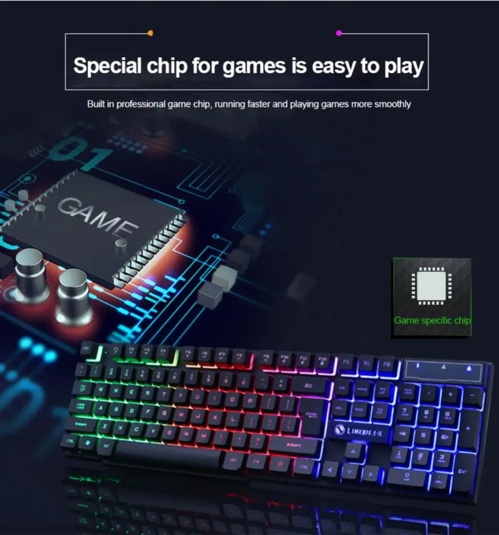 

Usb Computer Keyboard Ultra-thin Colorful Keyboard Ergonomics Computer Accessories Backlit Gaming Keyboard 104 Keys Waterproof