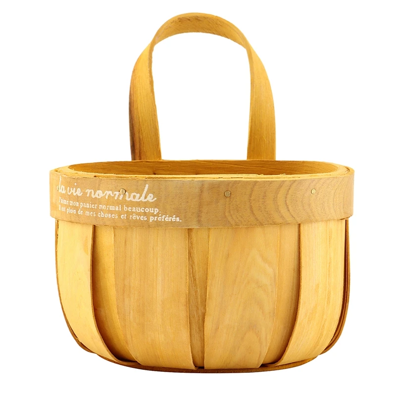 

HOT-Handwoven Wood Basket, Multipurpose Natural Wood Chip Hanging Basket Wall Hanging Basket Small Decorative Flower Basket