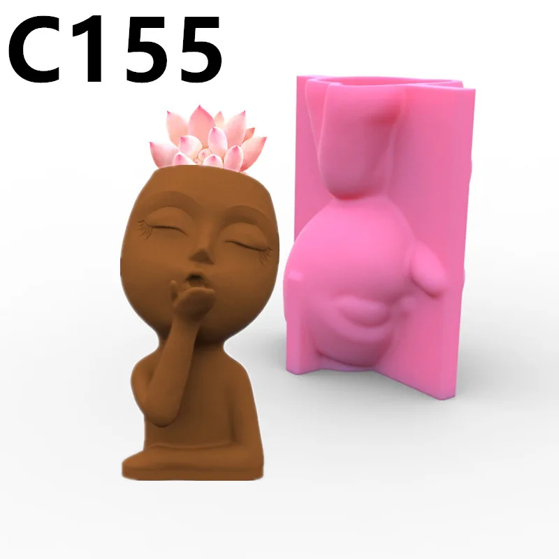 

New Girl Blowing Kisses Succulent Flower Pot Pen Holder Silicone Mold Gypsum form Scented Stone Ornaments Homemade Handicraft