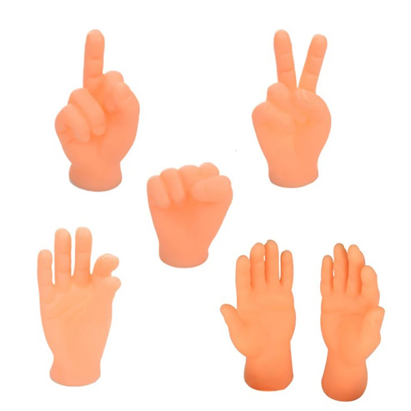 

6pcs Teasing Cat Plastic Finger Gloves Human Fake Hand Cat Interactive Toys Caress Cat Dog Toys Little Hand Pet Cat Supplies
