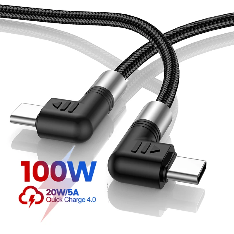 

Dual Elbow PD100W USB Type C Cable to USB C 5A Fast Charging Charger Type-C Wire Cord For Xiaomi Samsung Huawei Macbook iPad