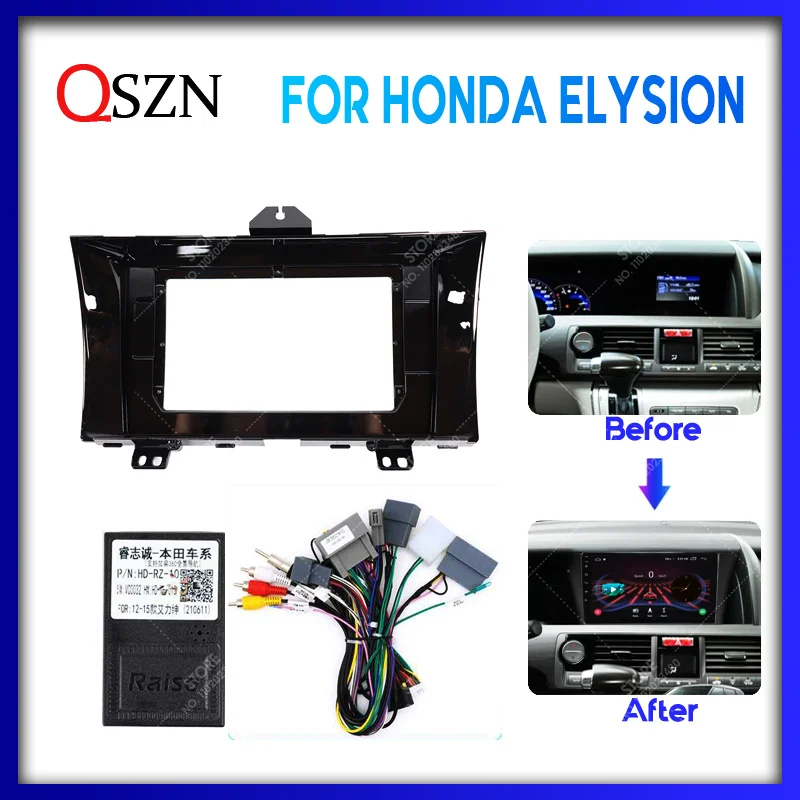 

QSZN 10 inch Car Frame Fascia For Honda Elysion 2004 - 2015 Adapter Canbus Box Decoder Cable Radio Dash Head Unit Panel Kit