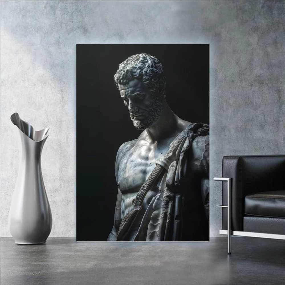 Греческая мифология Стоик Геркулес статуя плакат печать темный фон скульптура