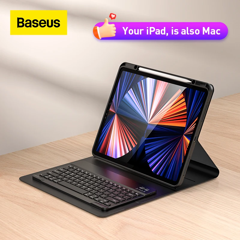  Baseus Bluetooth Keyboard Case For Pad Pro 11 12.9 Inch Tablet Cover All-in-One Smart Trackpad Case for iPad 2018/2020/2021 