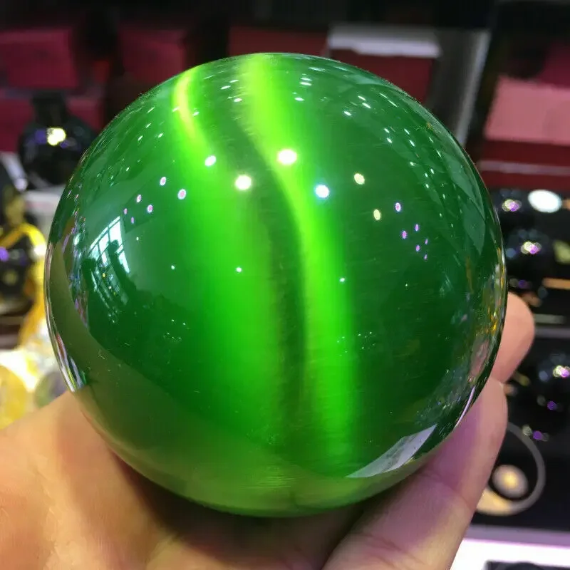 Редкая целебная Сфера из натурального кварца с зеленым кошачьим глазом 60 мм