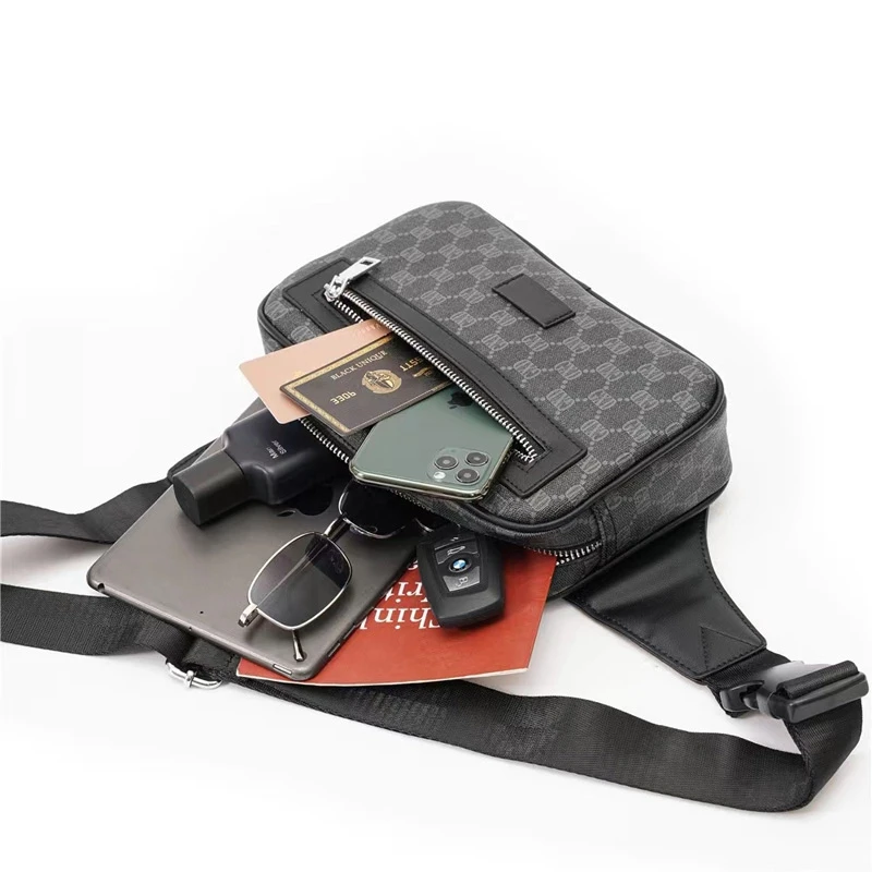 New Men's Waistpack Fashion Texture Chest Bag Vintage Letter Printing Shoulder Bag Chest Crossbody Outdoor Sports Small Backpack