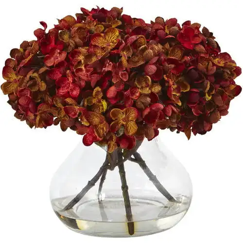 

Hydrangea with Vase Silk Artificial Flower Arrangement, Red