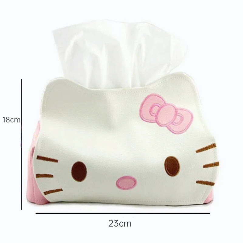 

Kawaii Sanrio Creative Cartoon Car Paper Box Kitty Cat Home Living Room Bedroom Pu Tissue Storage Box Anime Kitty