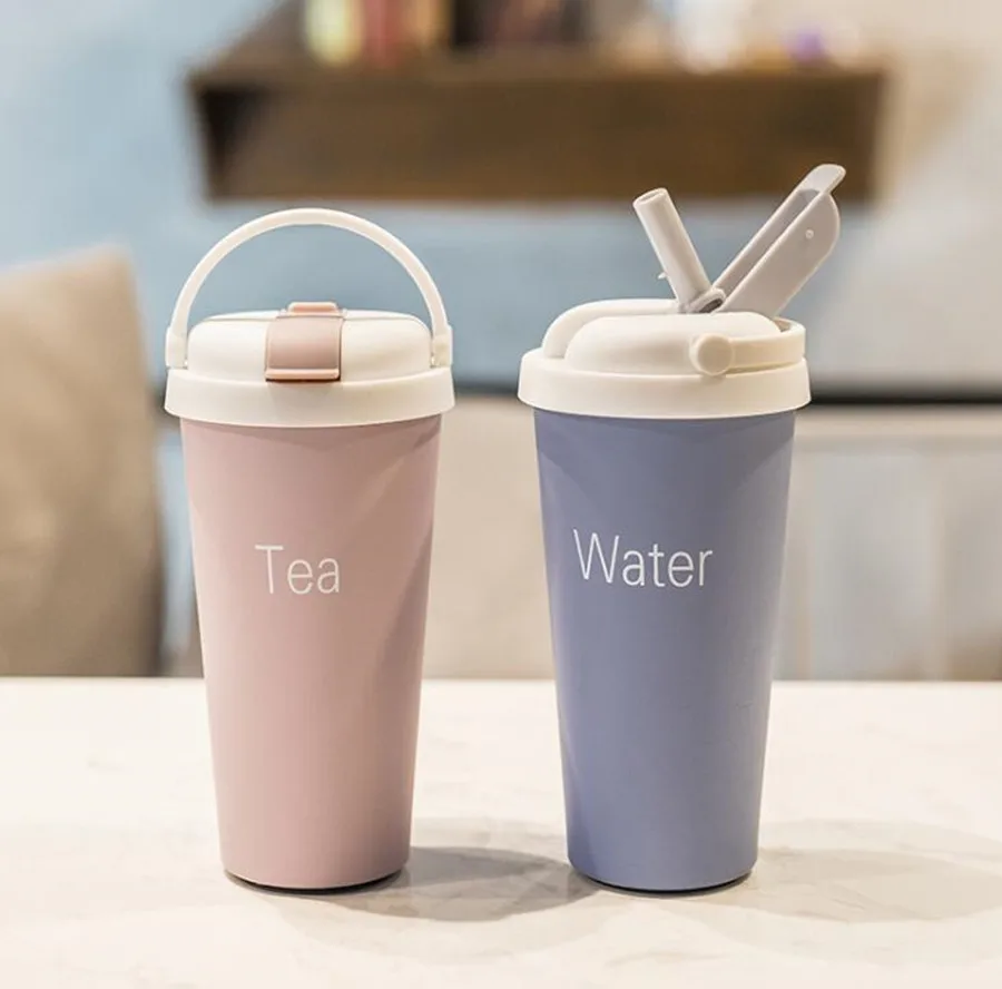 

500ML Stainless Steel Vacuum Flasks Thermoses My Water Bottle Thermos Mug Straw Coffee Cup for Car Thermocup Thermo Mug