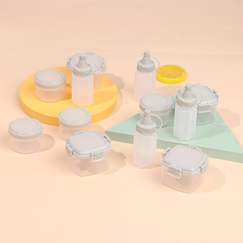 

4 шт. бутылка для соуса, мини коробка для приправ, контейнер для салата, портативная банка для барбекю и специй, кухонный инструмент