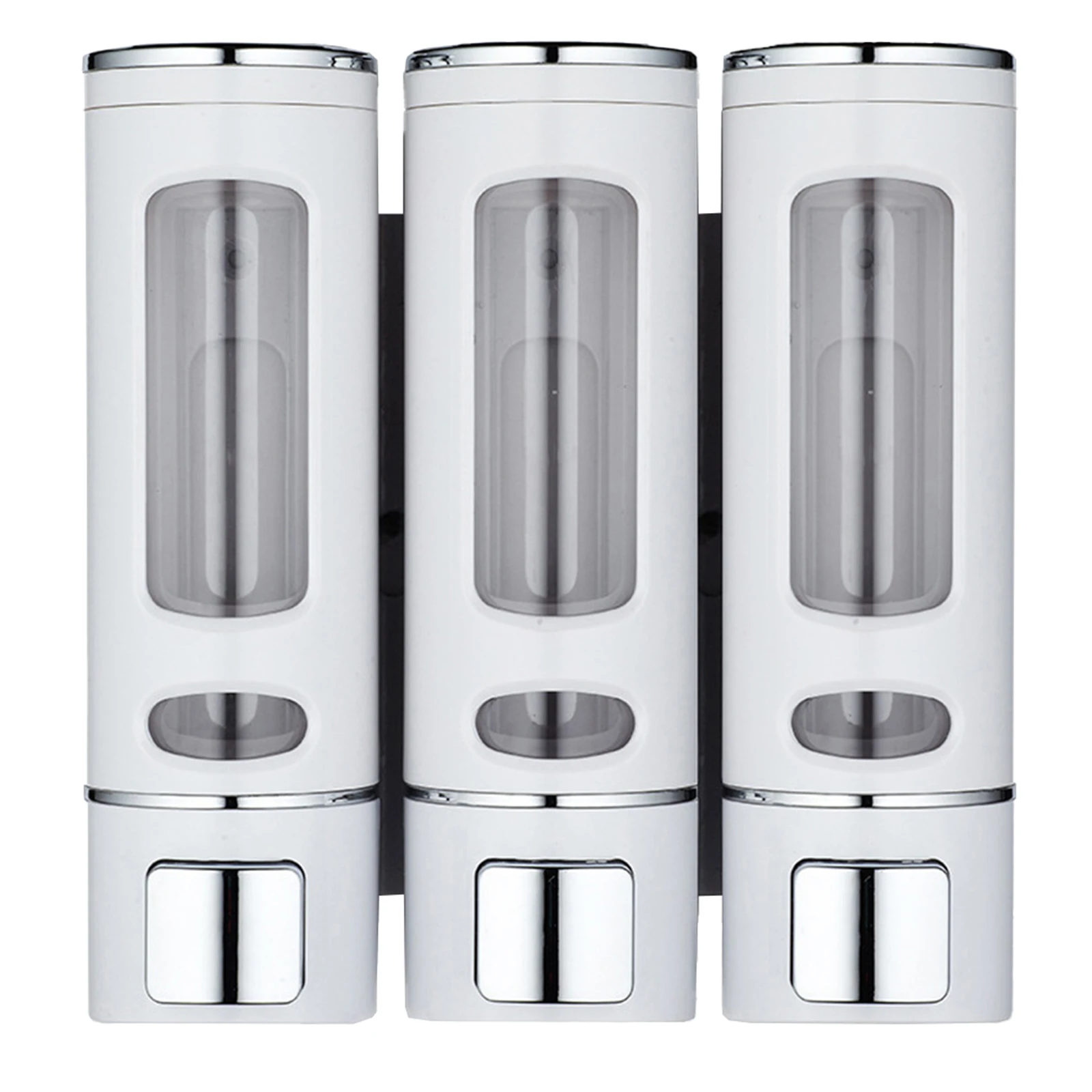 

Three Chamber Shampoo and Conditioner Dispenser, Clear Design for Easy Monitoring, Improve Bathroom and Kitchen Organization