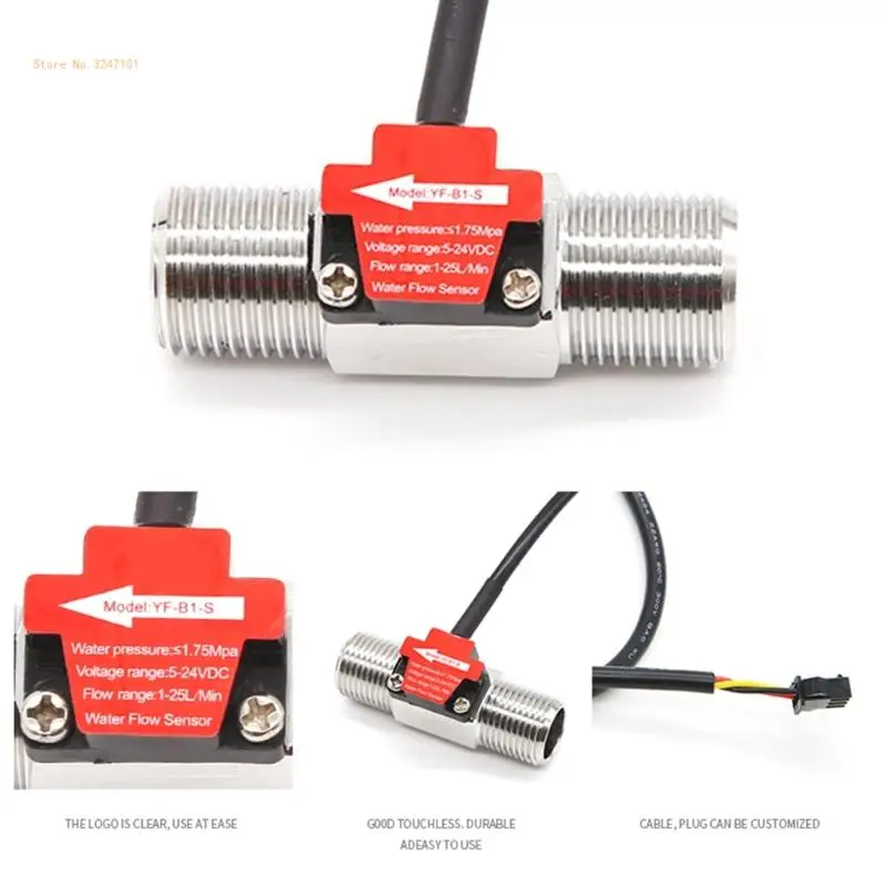 Счетчик жидкости 1-25 л/мин датчик расхода DN15 расходомер из нержавеющей стали воды