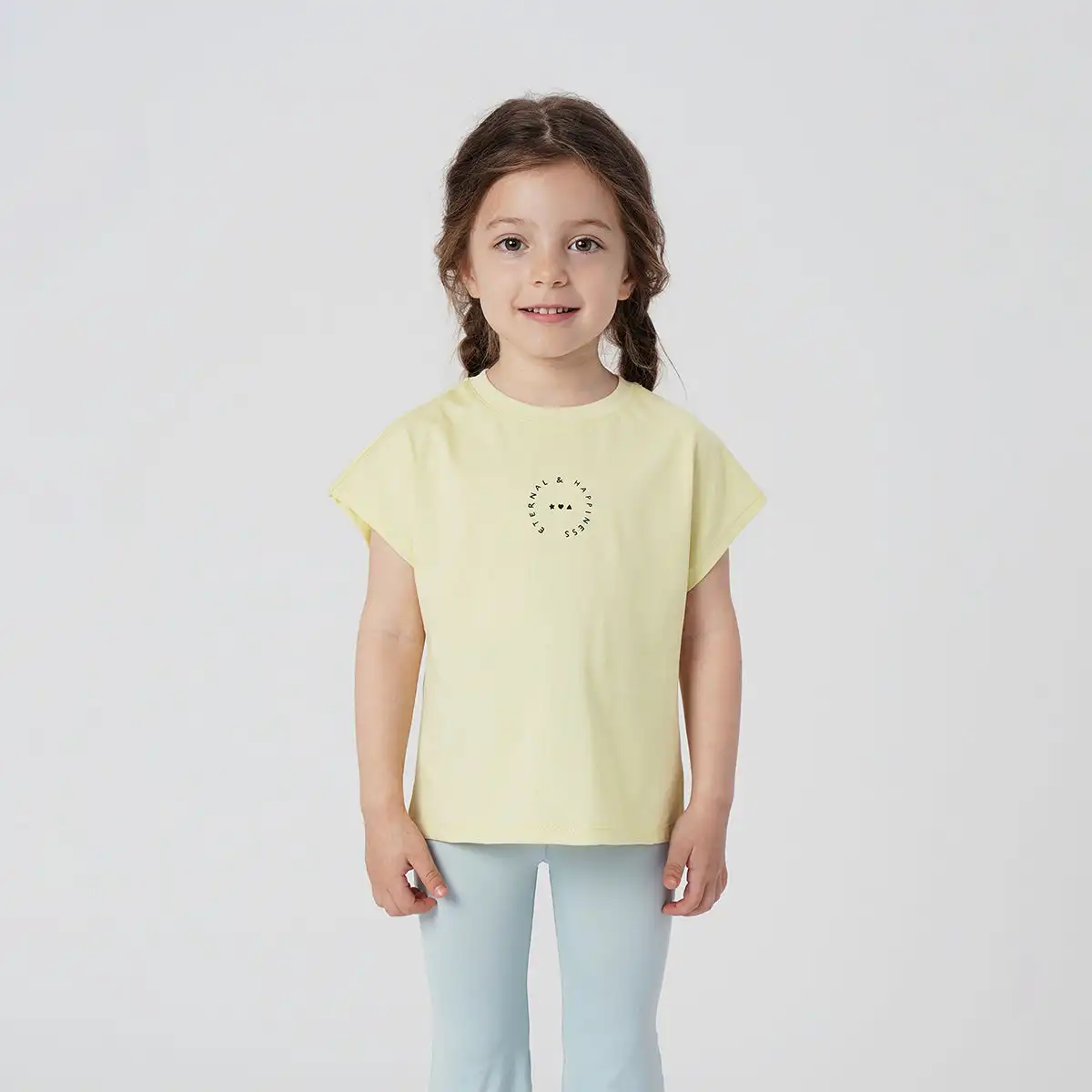 

MARC&JANIE Girls Summer Contrasting Lettering Sleeveless T-shirts 231007