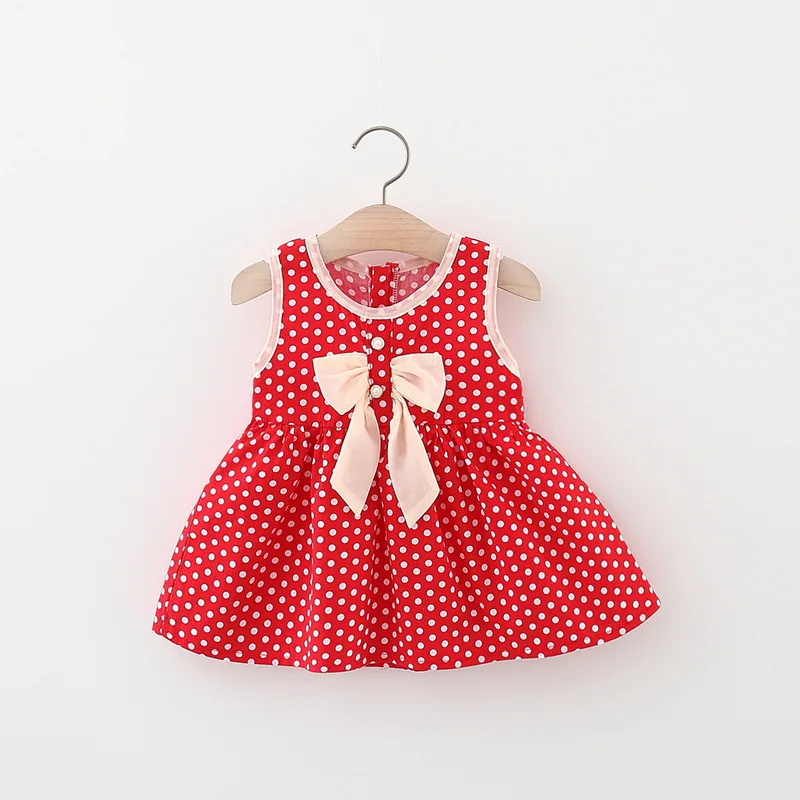 

2022 New Baby Girl Clothes Children Summer Dress Infant Polka Dot Sleeveless Princess Dresses Toddler Casual Cute Vest Outfits