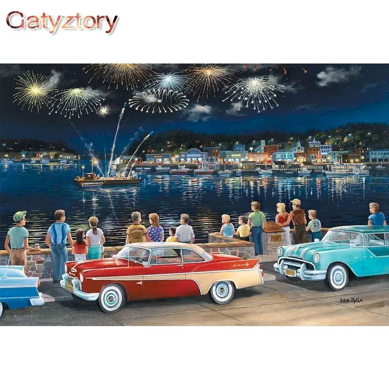 

GATYZTORY City Night Landscape Painting By Numbers For Adults Handmade Modern Home Decor Wall Artcraft Unique Diy Gift