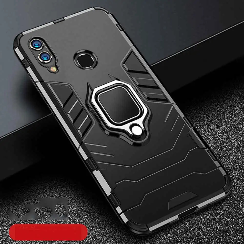Чехол-бампер для Honor 8x, 8x max, противоударный, армированный из поликарбоната с кольцом-держателем, разные цвета